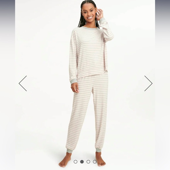 Splendid Other - Splendid Pink + Grey Striped Pajama Set